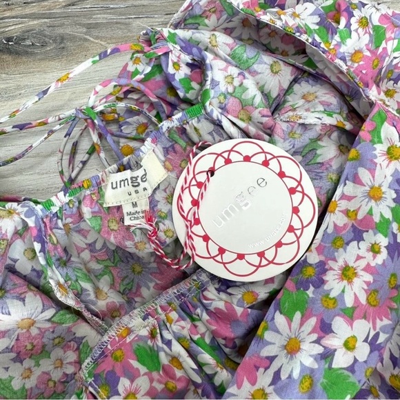 Umgee Cotton Floral Mini Dress with Ruffle Accents Size Medium - Picture 6 of 6